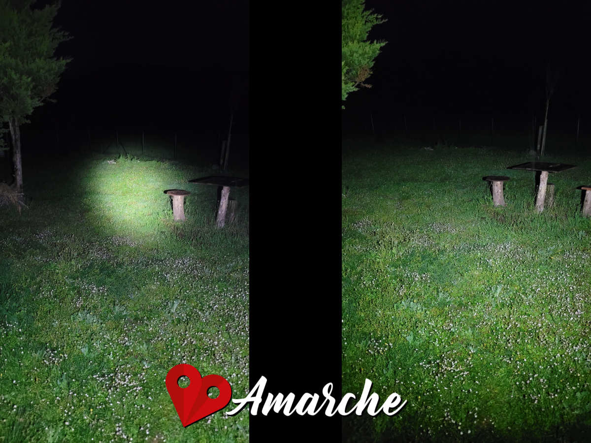 differenza modalità spotlight (a sinistra) e modalità floodlight a destra)